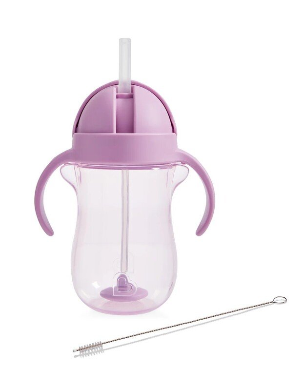 Munchkin gertuvė su šiaudeliu ir svareliu 296ml Cat, violetinė