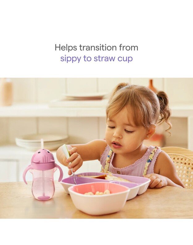 Munchkin gertuvė su šiaudeliu ir svareliu 296ml Cat, violetinė