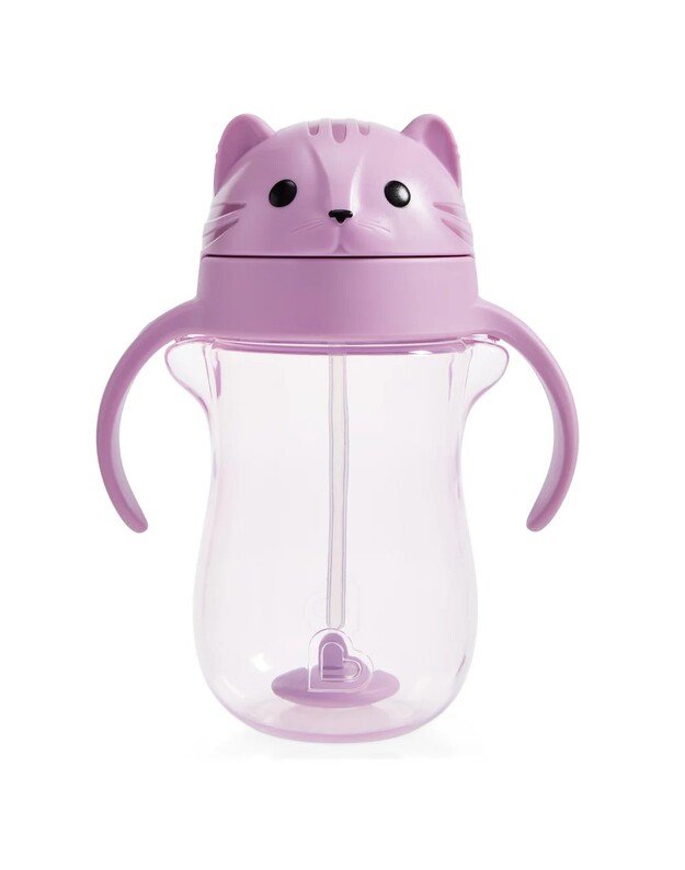 Munchkin gertuvė su šiaudeliu ir svareliu 296ml Cat, violetinė