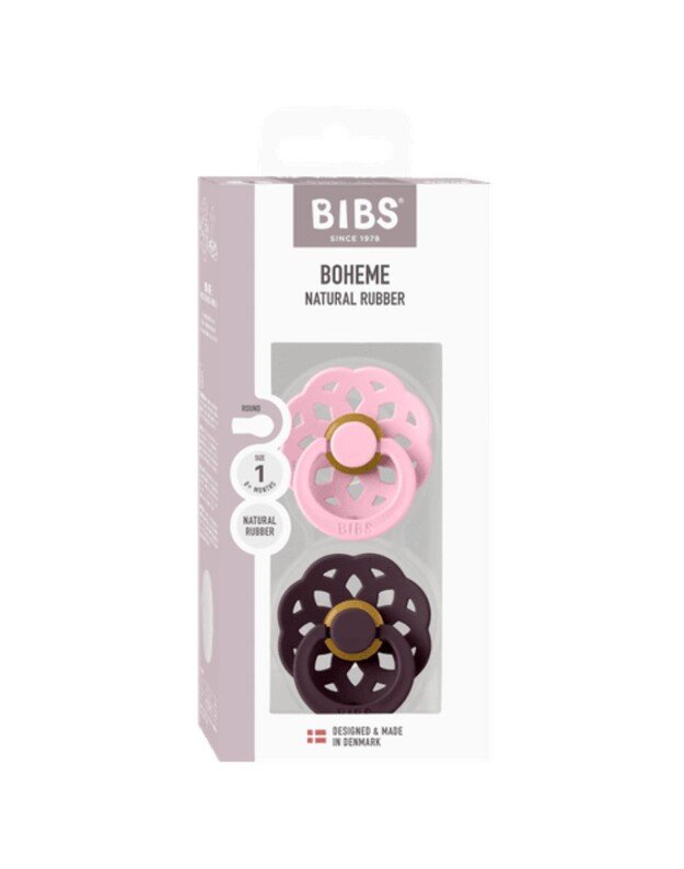 BIBS Boheme čiulptukai Baby Pink/Plum, 2 vnt, įvairių dydžių