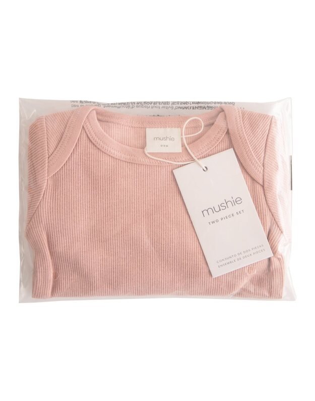 Mushie ekologiškos medvilnės drabužėlių komplektas kūdikiui Blush, rausvas