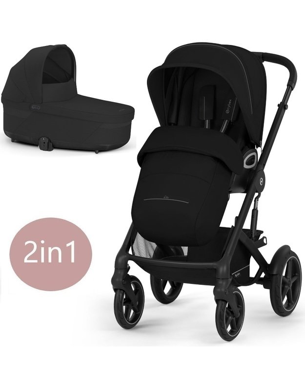Cybex 2in1 vežimėlio komplektas Talos S LUX V2 BLK Moon Black, juodas