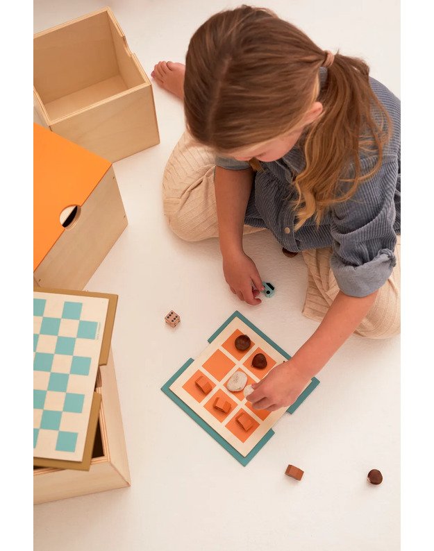 Kid's Concept žaislų dėžės - stalo žaidimų lentos, 3vnt