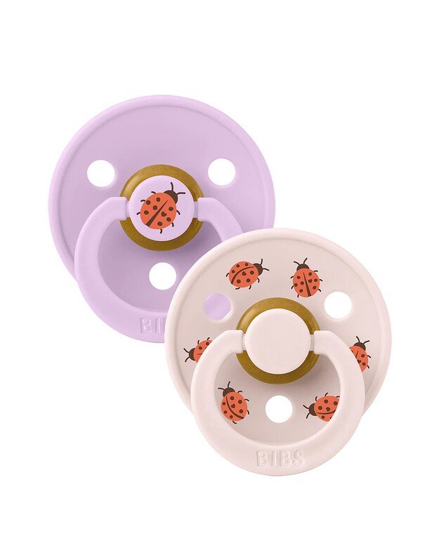 BIBS Studio Colour čiulptukai Urban Garden - Ladybug Violet Sky Mix, 2 vnt, įvairių dydžių
