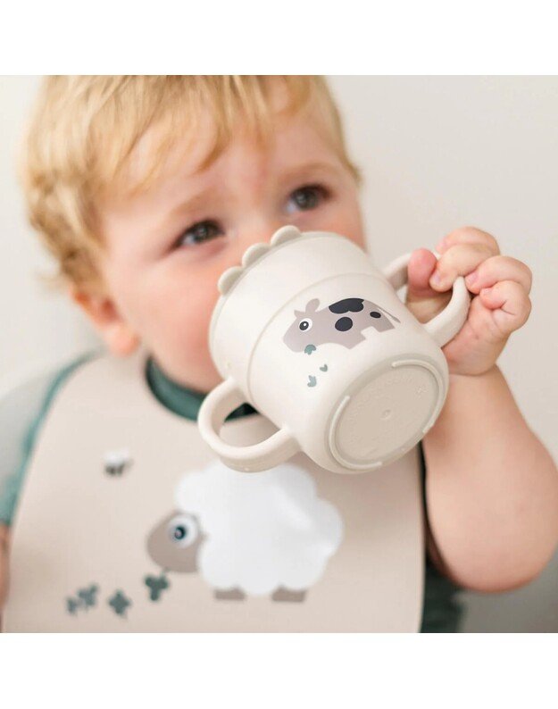 Done by Deer puodelis su snapeliu Foodie Tiny Farm, smėlio spalvos 2