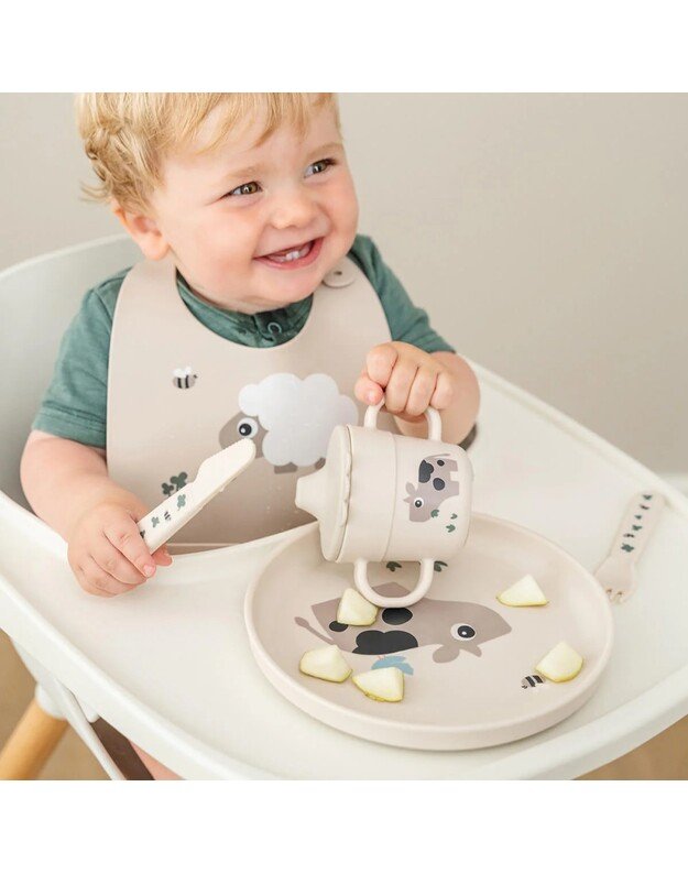 Done by Deer puodelis su snapeliu Foodie Tiny Farm, smėlio spalvos 3