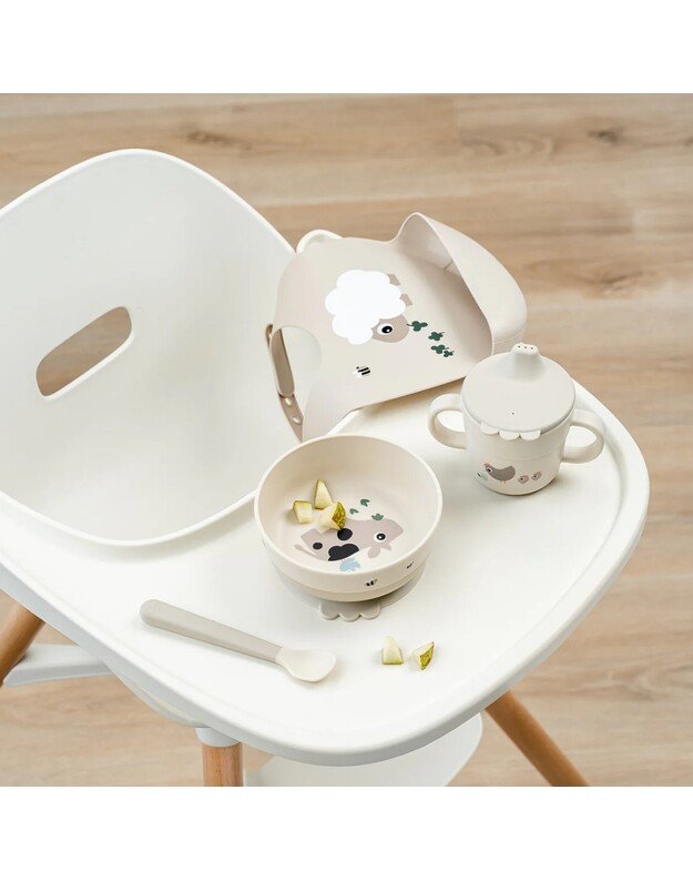 Done by Deer prilimpančių vaiko indų rinkinys Foodie Tiny Farm, smėlio spalvos 4