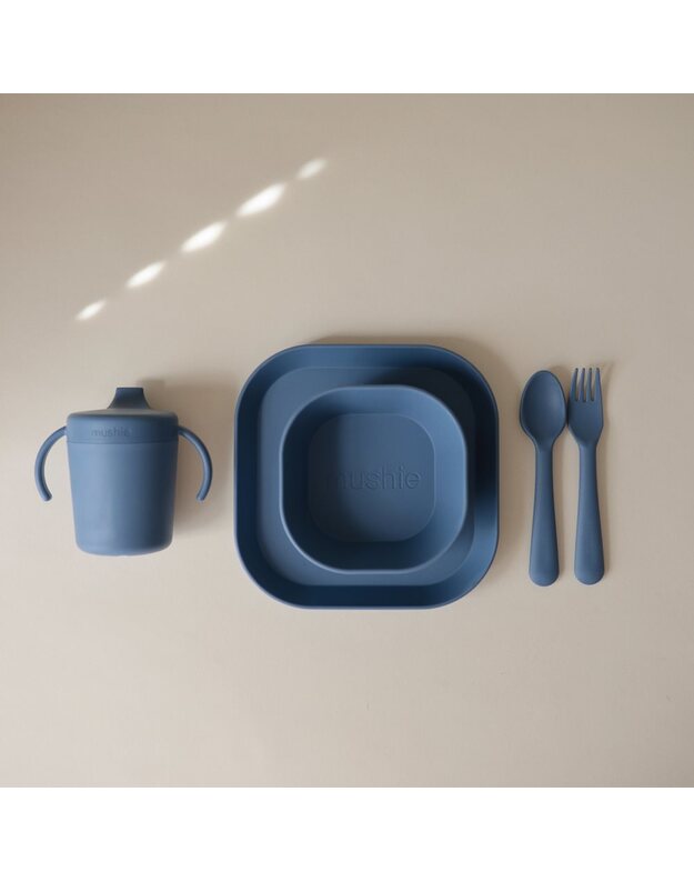 Mushie square dinner bowls Twilight Blue, 2pk 3