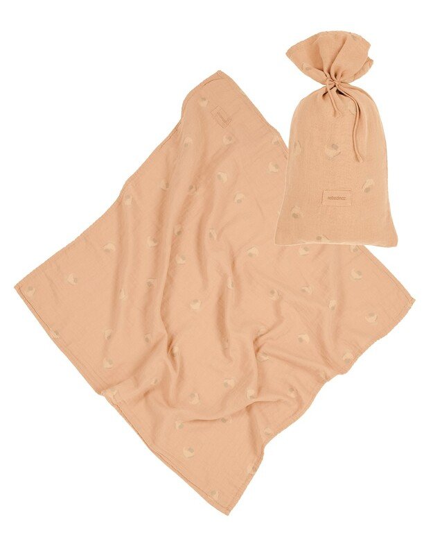 Nobodinoz dvigubo muslino pledukas WABI-SABI POWDER PINK BLOSSOM