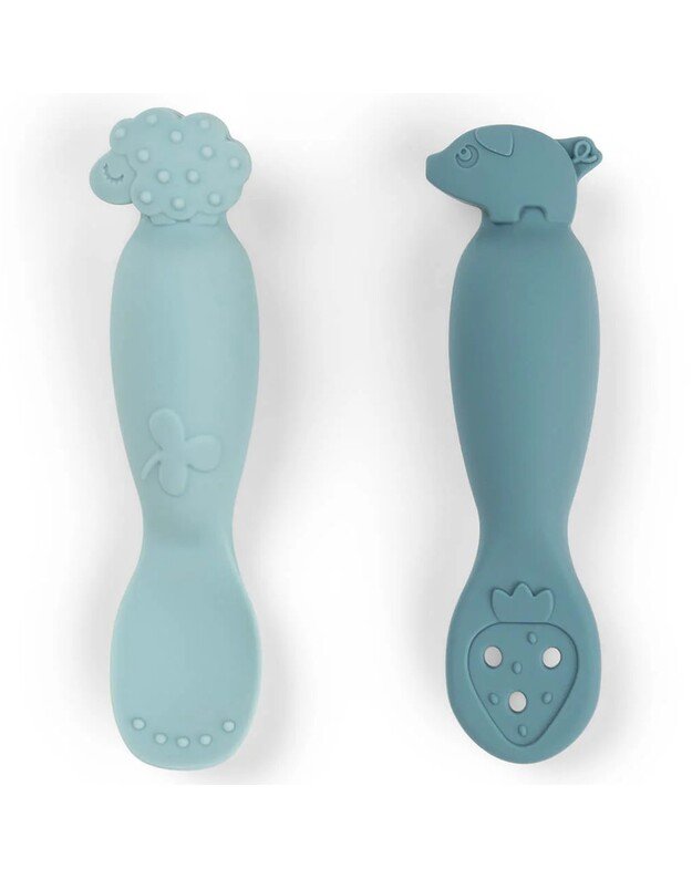 Done by Deer pirmieji (mokomieji) kūdikio maitinimo šaukšteliai Tiny Farm, 2 vnt, mėlyni