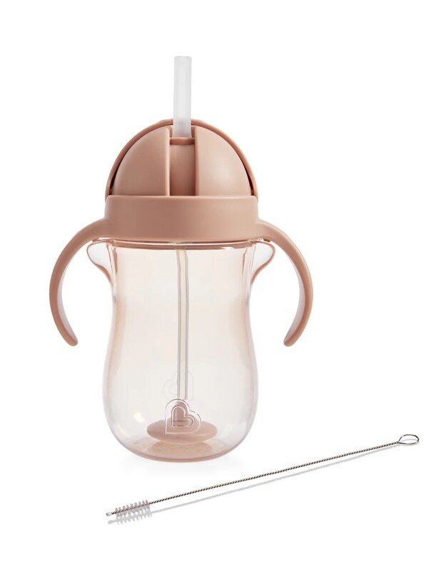 Munchkin gertuvė su šiaudeliu ir svareliu 296ml Dog, smėlio spalvos