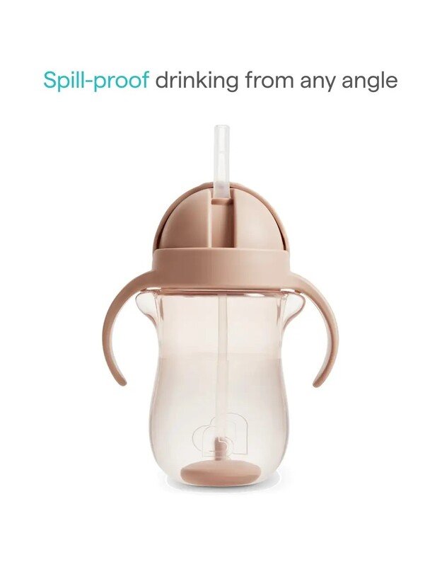 Munchkin gertuvė su šiaudeliu ir svareliu 296ml Dog, smėlio spalvos