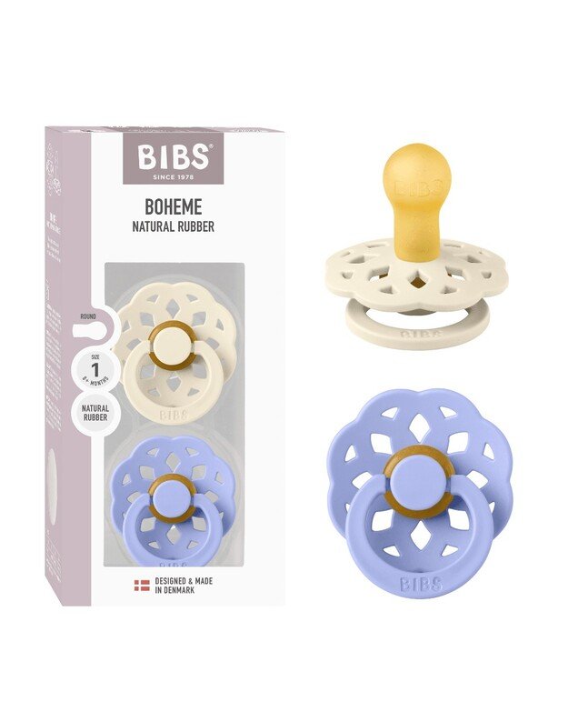 BIBS Boheme čiulptukai Ivory/Hush, 2 vnt, įvairių dydžių