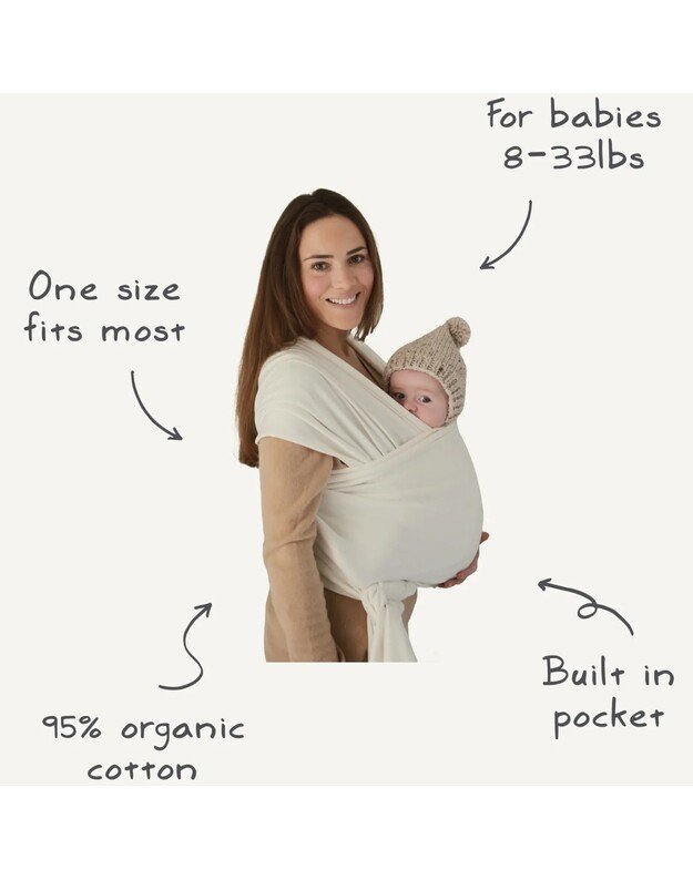 Mushie nešioklė Baby Wrap Tradewinds, tamsiai pilka (pažeista)