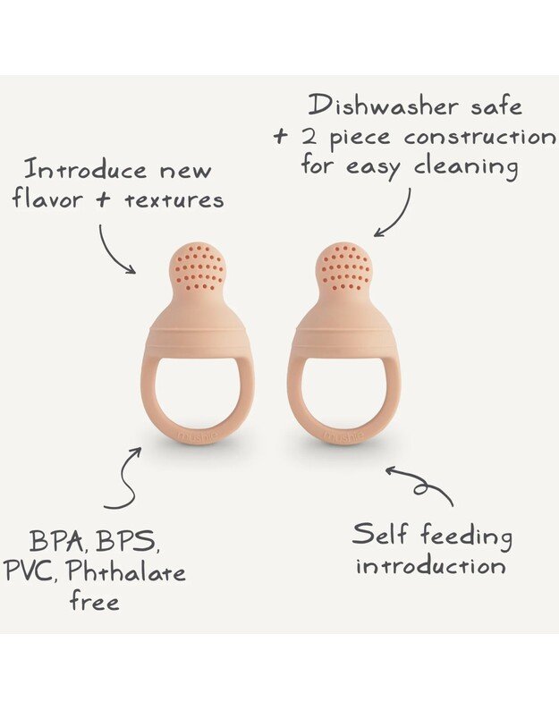 Mushie silicone fresh food feeder 2-pack Sage