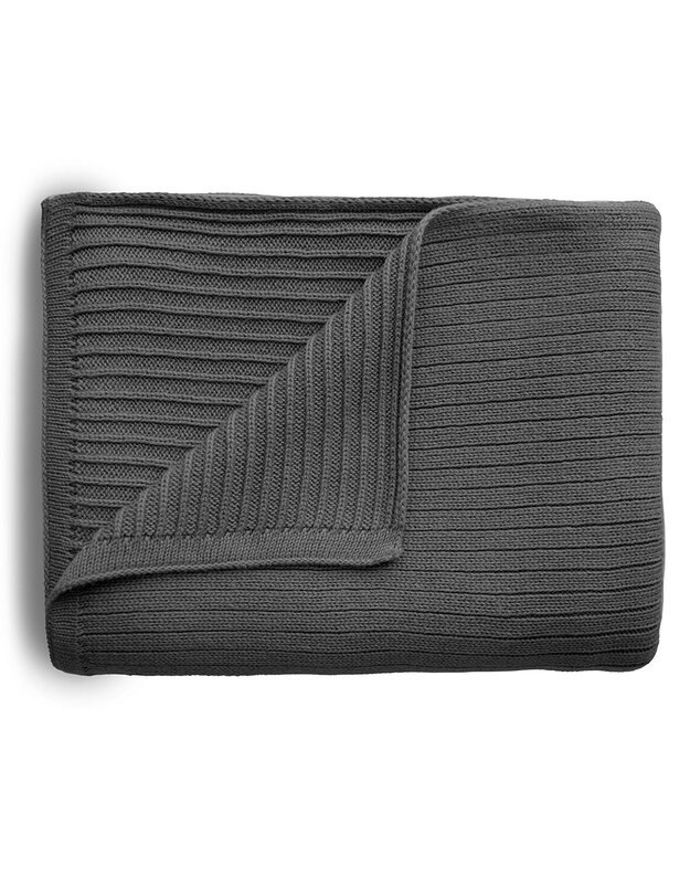 Mushie knitted blanket for baby Ribbed Dark Gray Melange