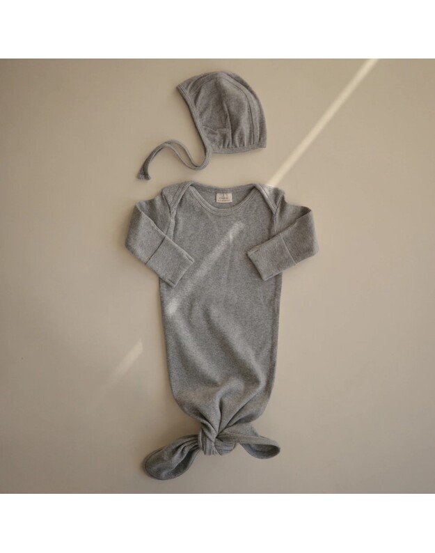 Mushie ribbed baby bonnet Gray Melange