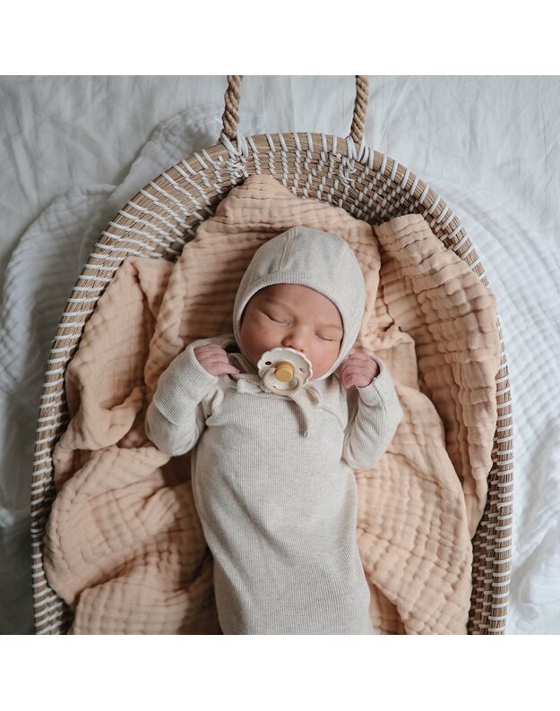 Mushie ribbed baby bonnet Gray Melange