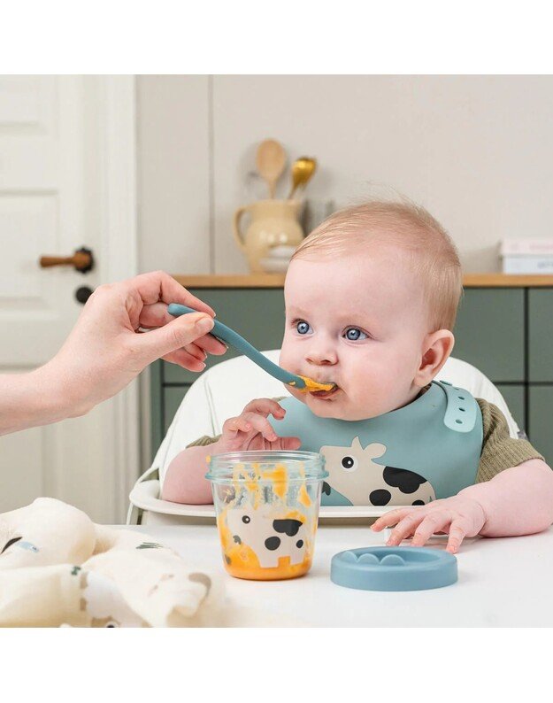 Done by Deer maisto kūdikiams indelių rinkinys Tiny Farm, melsvas 3