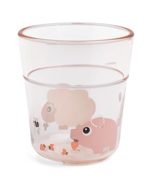 Done by Deer L dydžio stiklinė Tiny Farm, rausva