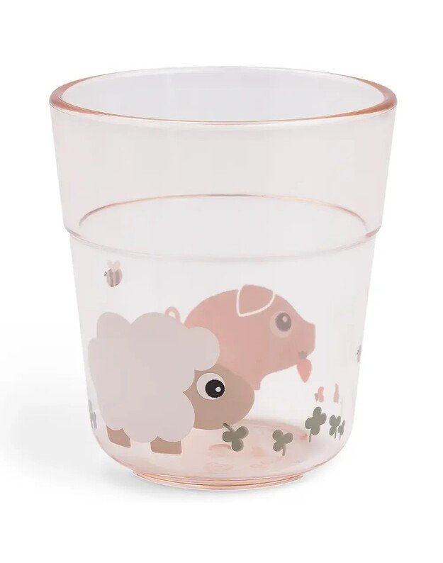 Done by Deer L dydžio stiklinė Tiny Farm, rausva 1