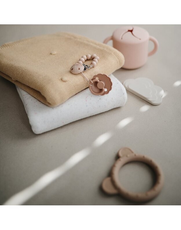 Mushie megztas pledas kūdikiui Textured Dots Mustard Melange, garstyčių spalvos 1