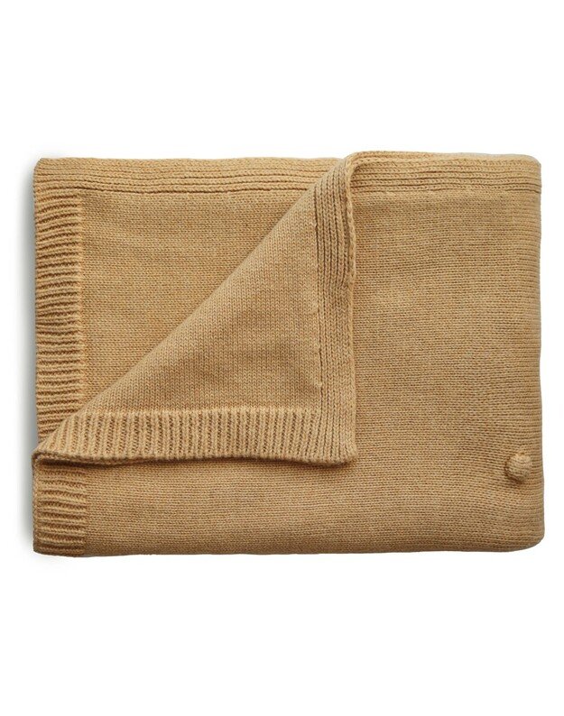 Mushie megztas pledas kūdikiui Textured Dots Mustard Melange, garstyčių spalvos