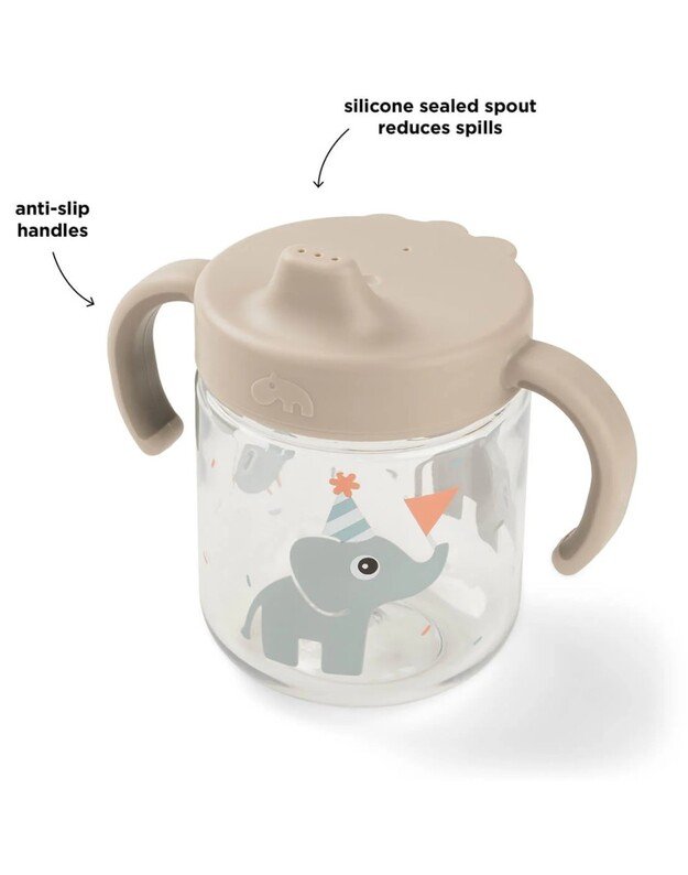 Done by Deer mokomoji gertuvė su snapeliu Celebration, 260ml, smėlio spalvos