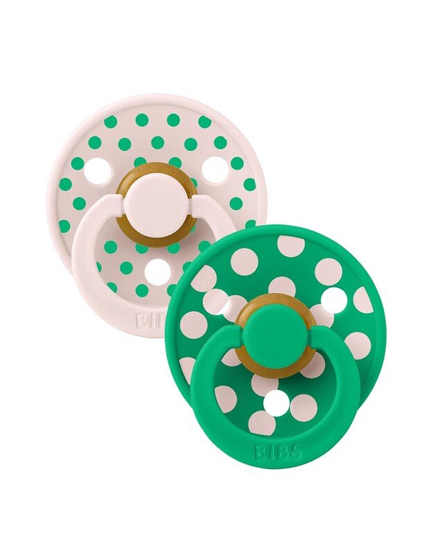 BIBS Studio Colour čiulptukai Polka - Petal/Cactus, 2 vnt, įvairių dydžių