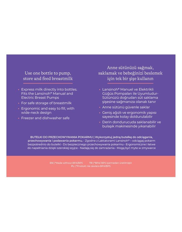 Lansinoh buteliukai pieno laikymui, 4vnt