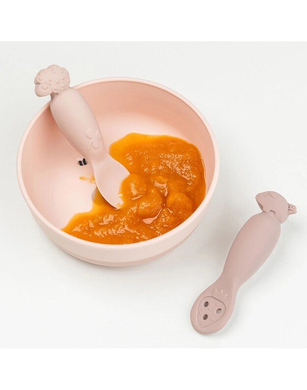 Done by Deer pirmieji (mokomieji) kūdikio maitinimo šaukšteliai Tiny Farm, 2 vnt, rausvi 4