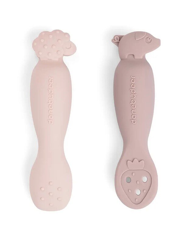 Done by Deer pirmieji (mokomieji) kūdikio maitinimo šaukšteliai Tiny Farm, 2 vnt, rausvi 3