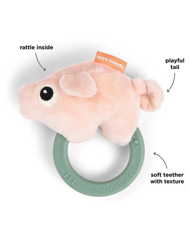 Done by Deer sensorinis barškutis - kramtukas Pigee, rausvas 1