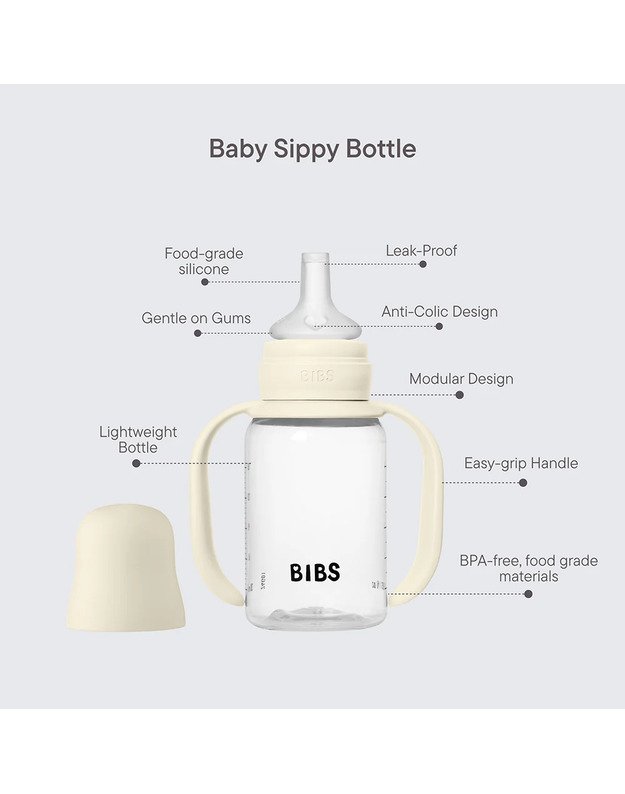 BIBS buteliukas - gertuvė su snapeliu Ivory, baltas 3