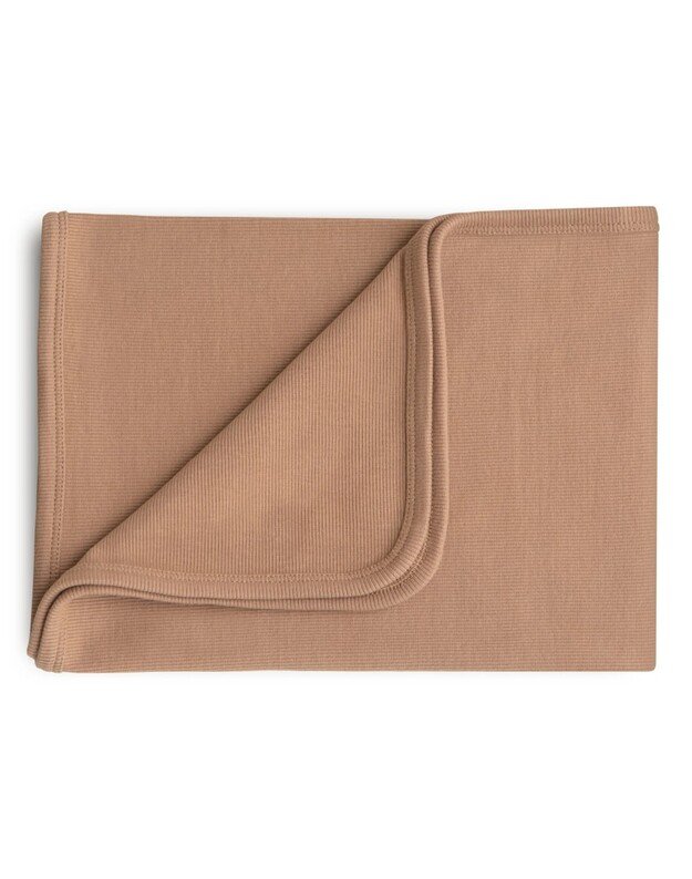 Mushie megztas pledas kūdikiui Ribbed Tan, kūno spalvos