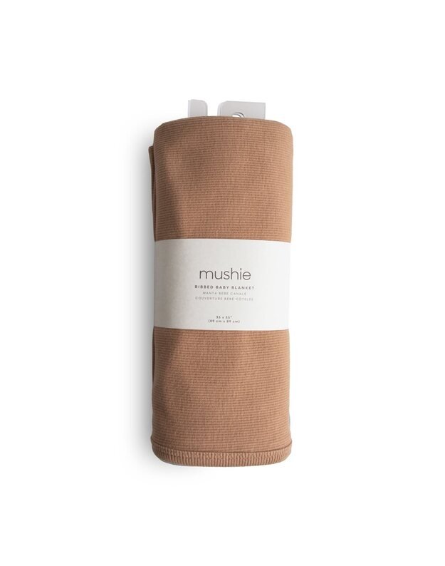 Mushie megztas pledas kūdikiui Ribbed Tan, kūno spalvos 2