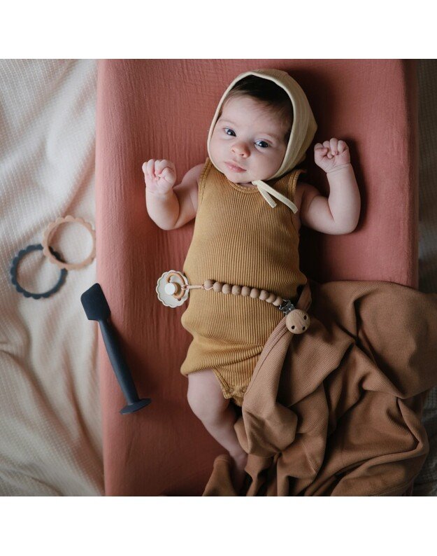 Mushie megztas pledas kūdikiui Ribbed Tan, kūno spalvos 5