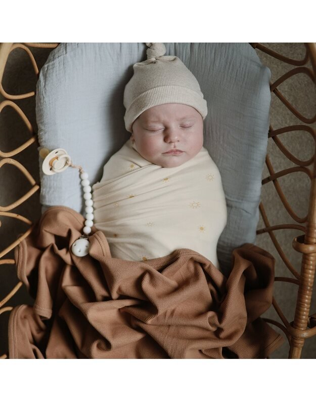 Mushie megztas pledas kūdikiui Ribbed Tan, kūno spalvos 6