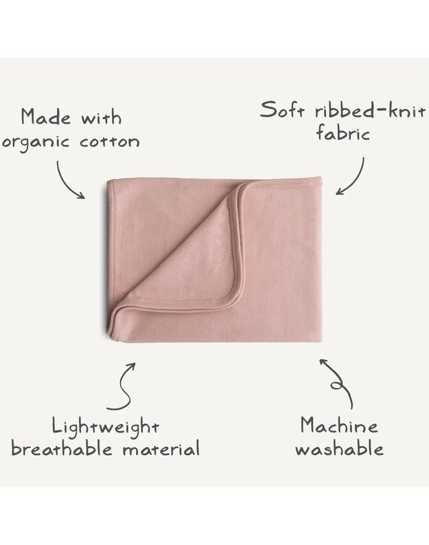 Mushie megztas pledas kūdikiui Ribbed Tan, kūno spalvos 3