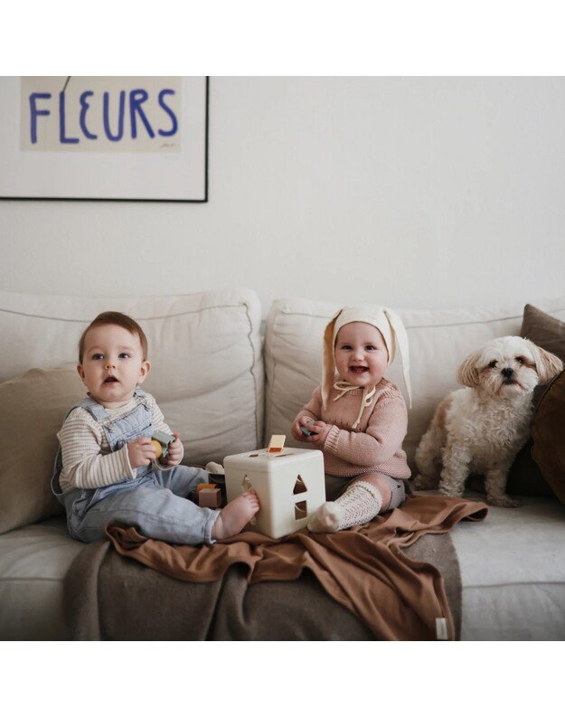 Mushie megztas pledas kūdikiui Ribbed Tan, kūno spalvos 4