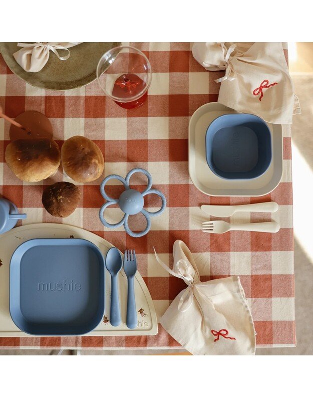 Mushie square dinner plates Twilight Blue, 2pk 7