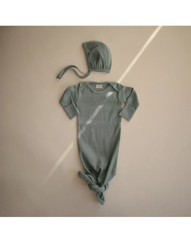 Mushie naujagimio kepuraitė su raišteliais Roman Green, žalsva 1