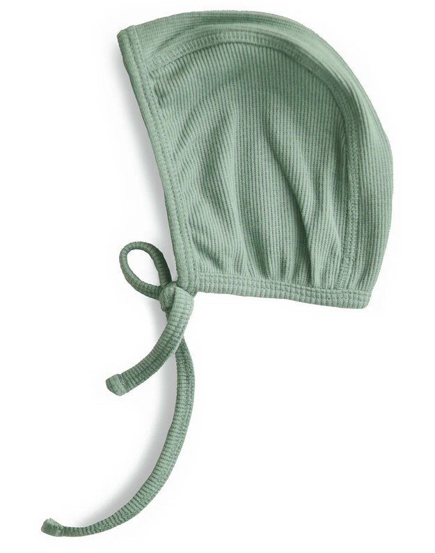 Mushie naujagimio kepuraitė su raišteliais Roman Green, žalsva