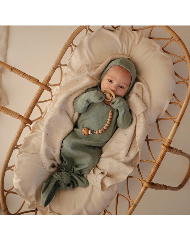 Mushie naujagimio kepuraitė su raišteliais Roman Green, žalsva 2