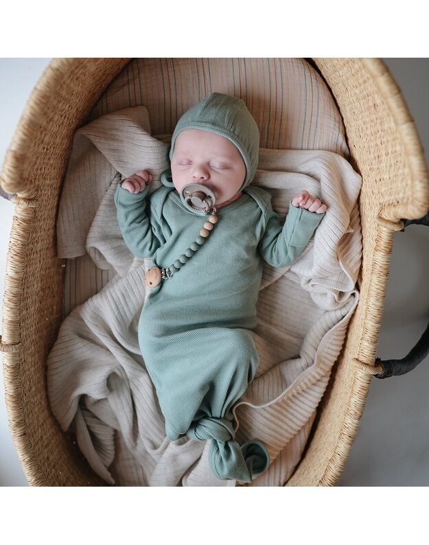 Mushie naujagimio kepuraitė su raišteliais Roman Green, žalsva 3