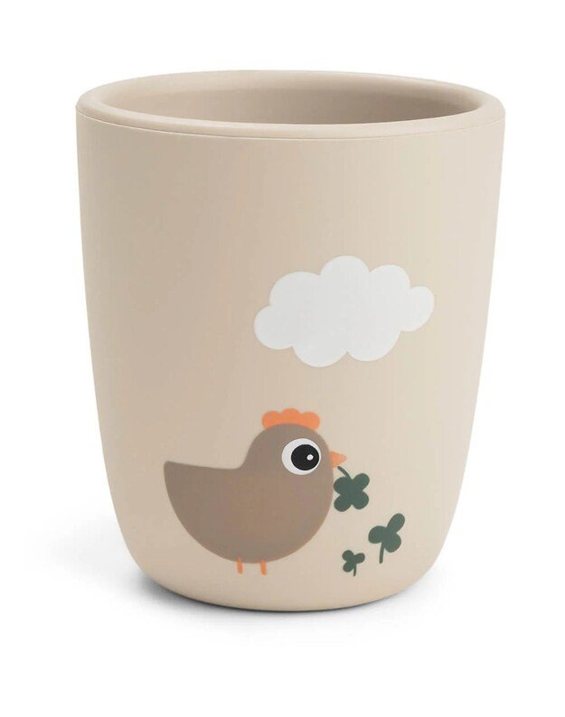 Done by Deer silikoninis puodelis Tiny Farm, smėlio spalvos