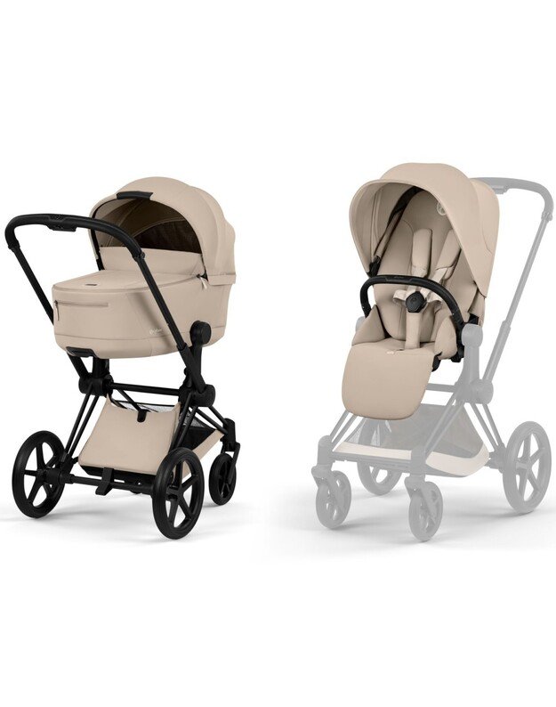 CYBEX PRIAM V5 vežimėlio komplektas 2in1 Cozy Beige, rėmas Matt Black