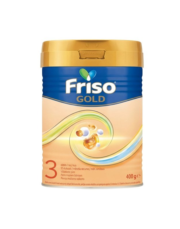 FRISO GOLD 3 tolesnio maitinimo pieno mišinys vaikams nuo 12 mėnesių, 400 g