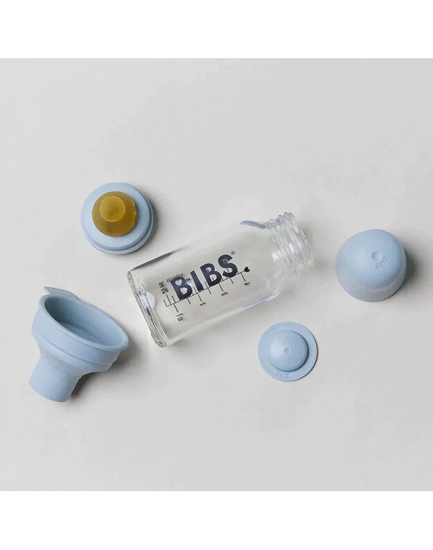 BIBS glass bottle + slow flow teat, 120 ml Baby Blue 1