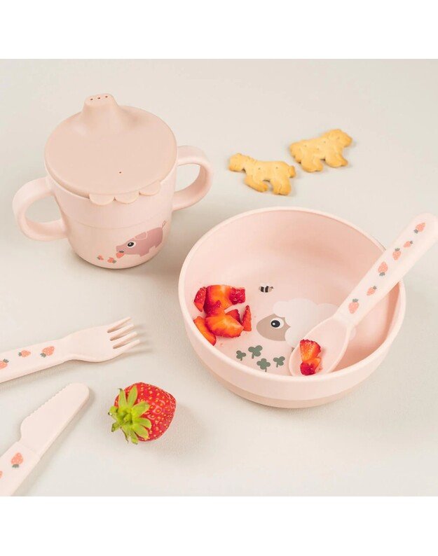 Done by Deer neslystantis dubenėlis Foodie Tiny Farm, rausvas 3